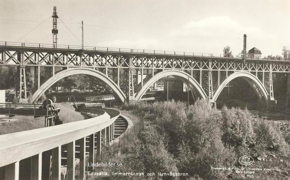 Edsvalla. timmerrännan och järnvägsbron