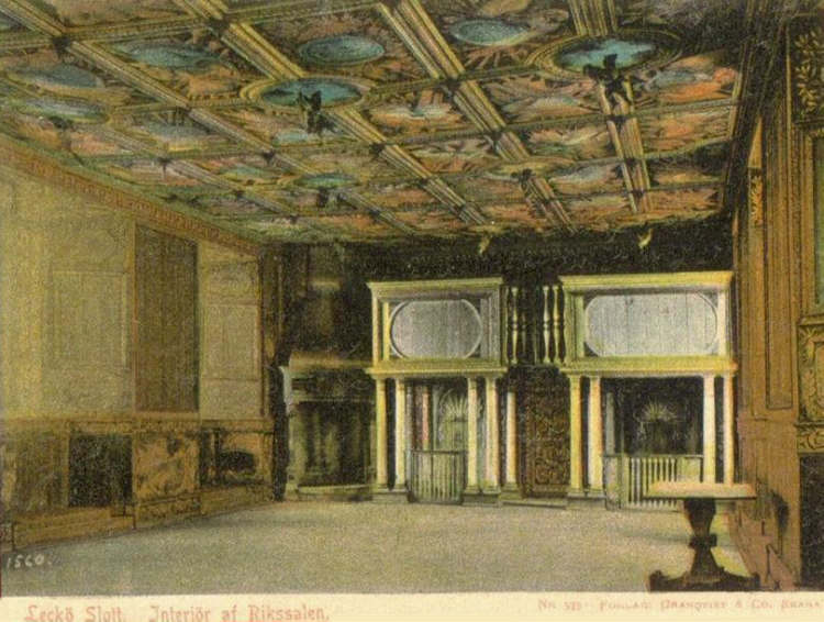 Leckö Slott, Interiör af Rikssalen 1906