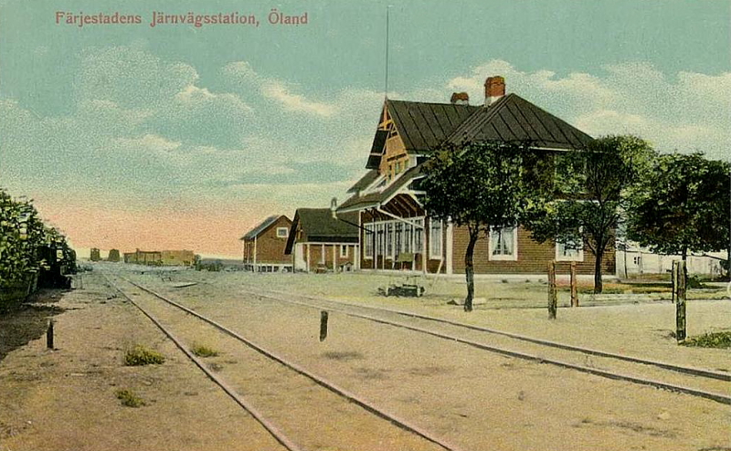 Öland, Färjestaden Järnvägsstation 1910