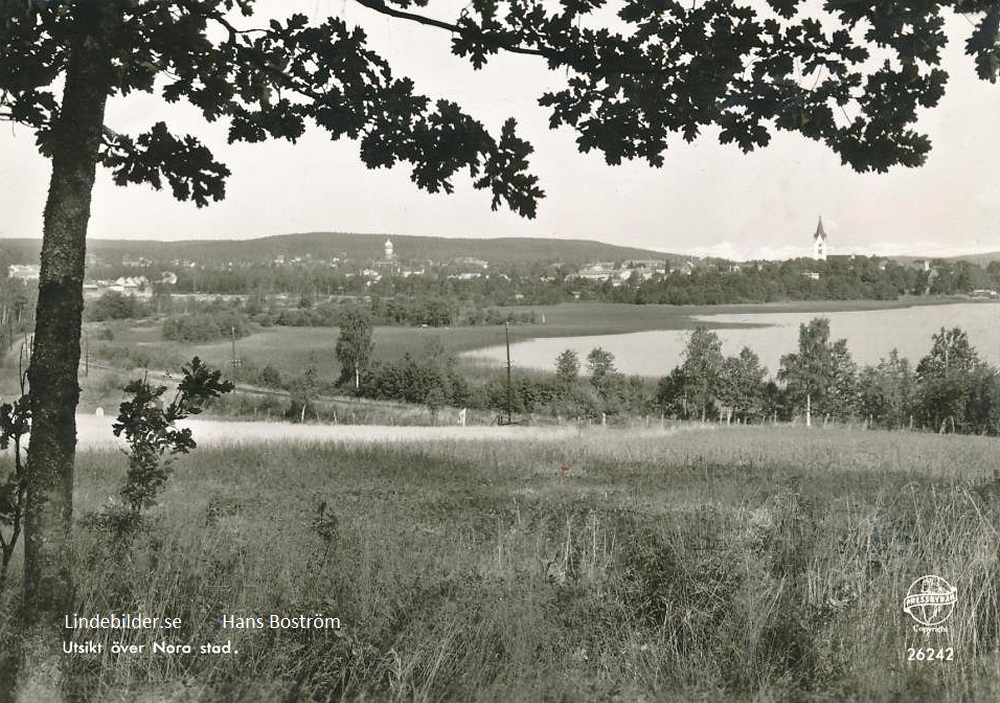Utsikt över Nora stad 1964