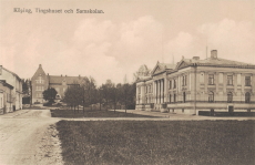 Köping, Tingshuset och Samskolan 1909