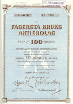 Fagersta Bruks AB 1 A Aktie 100 Kr