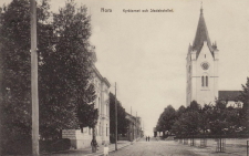 Nora, Kyrktornet och Stadshotellet  1914